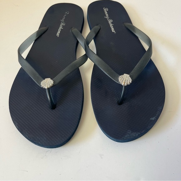 Tommy Bahama Navy Seashell Jewel Flip Flops Sandals 11/12 - Picture 3 of 7
